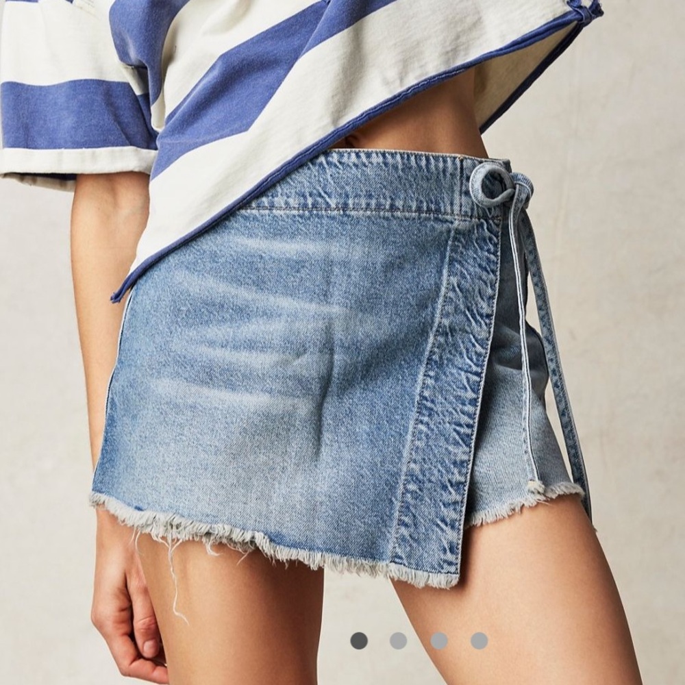 We the Free Emmy Denim Wrap Mini Skort